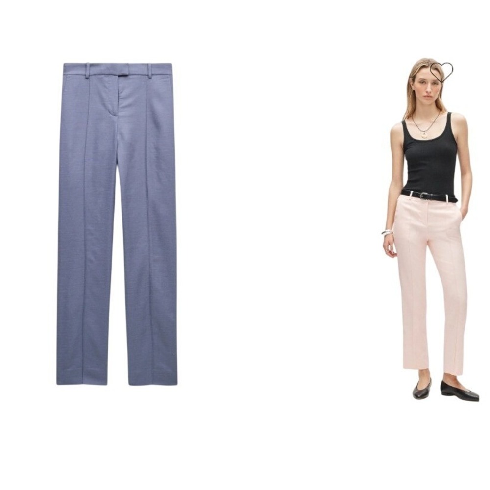 J Crew Dusty Blue Straight Leg Pintuck Linen Blend Pants Size 6 NWT $128